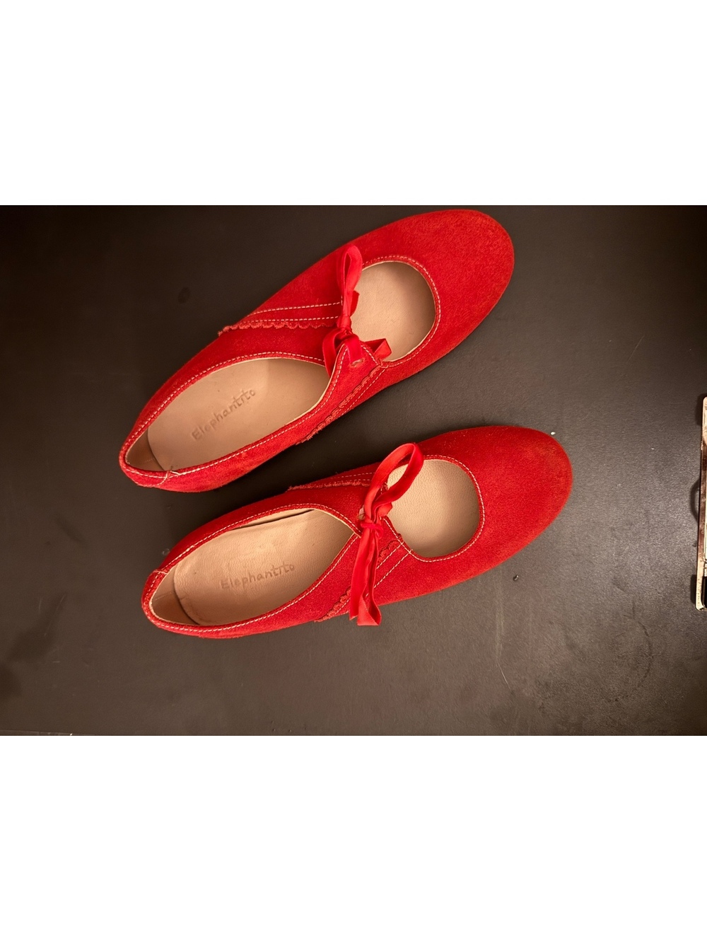 Elephantito Girls Red Suede Mary Jane Oxford Shoes US 2 EU 33 Leather